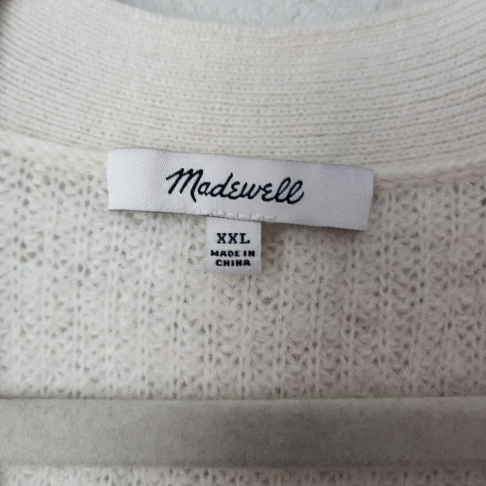 MADEWELL‎ Lyle Rib Henley Sweater merino wool knit in cream size XXL